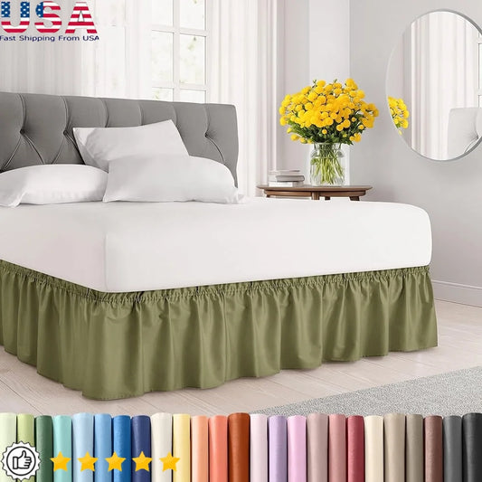 Pleated Dust Ruffle Bed Skirt King Size 15 Inch Drop Elastic