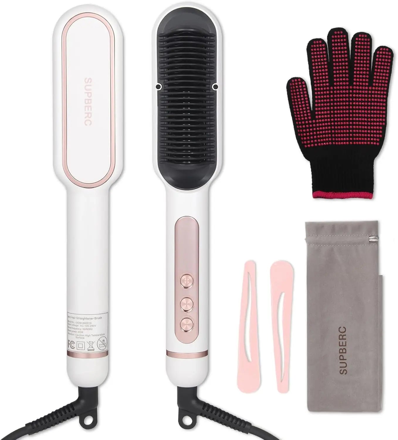 AP02 Negative Ionic Hair Straightener Brush Fast Heating Anti-Scald Auto Shut Off Hair Brush Straightener for Women