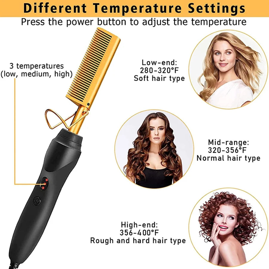 GOIPLE Electrical Heat Hair Straightener Hot Pressing Brush Styling Tool for Lace Front Wigs and Hair Wax Stick Melting Spray