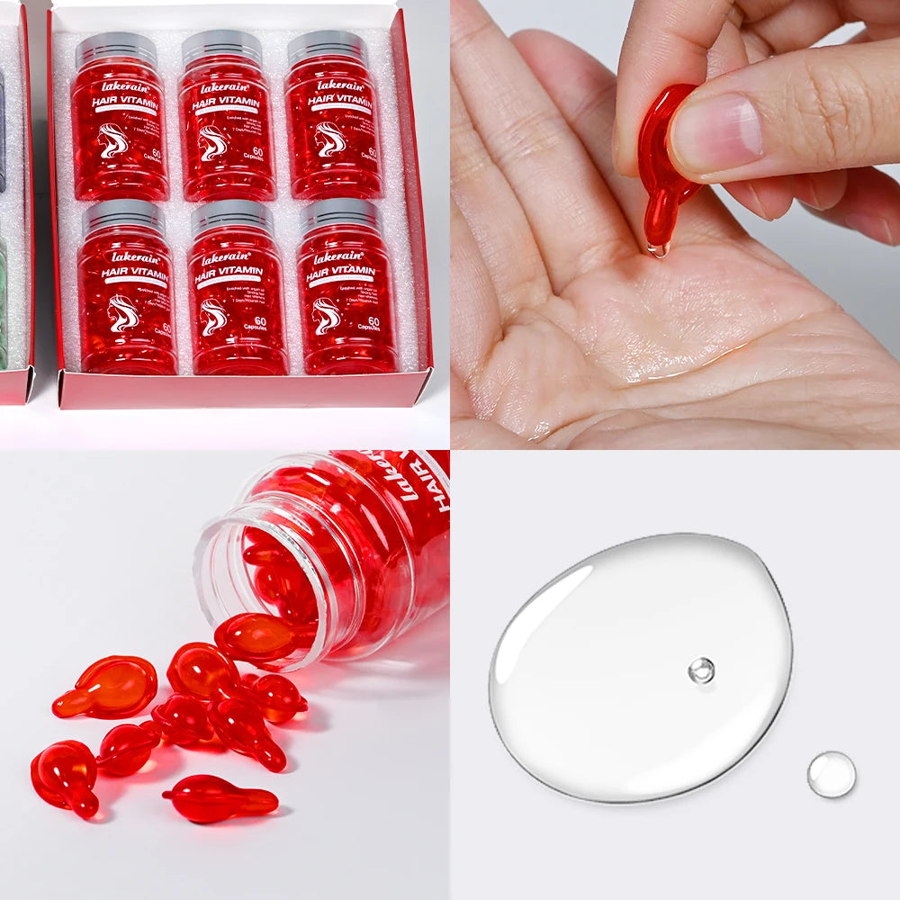 6pcs Moroccan Vitamin Oil Hair Care Essence Damaged Nutrition Repair Hair Splitting Improvement Treatment Products 60 Capsules