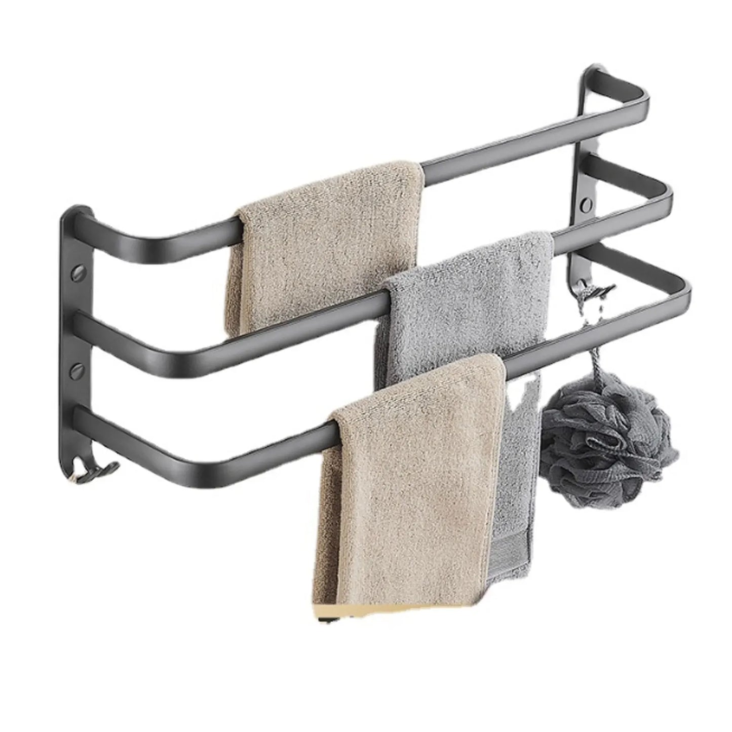 3 Tier Towel Rod 60CM Wall Mounted Towel Holder Space Saving Easy Installation for Bathroom