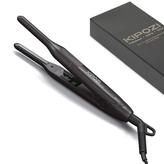 KIPOZI Titanium Small Hair Straightener Dual Voltage Flat Iron for Short Hair and Beard Styling