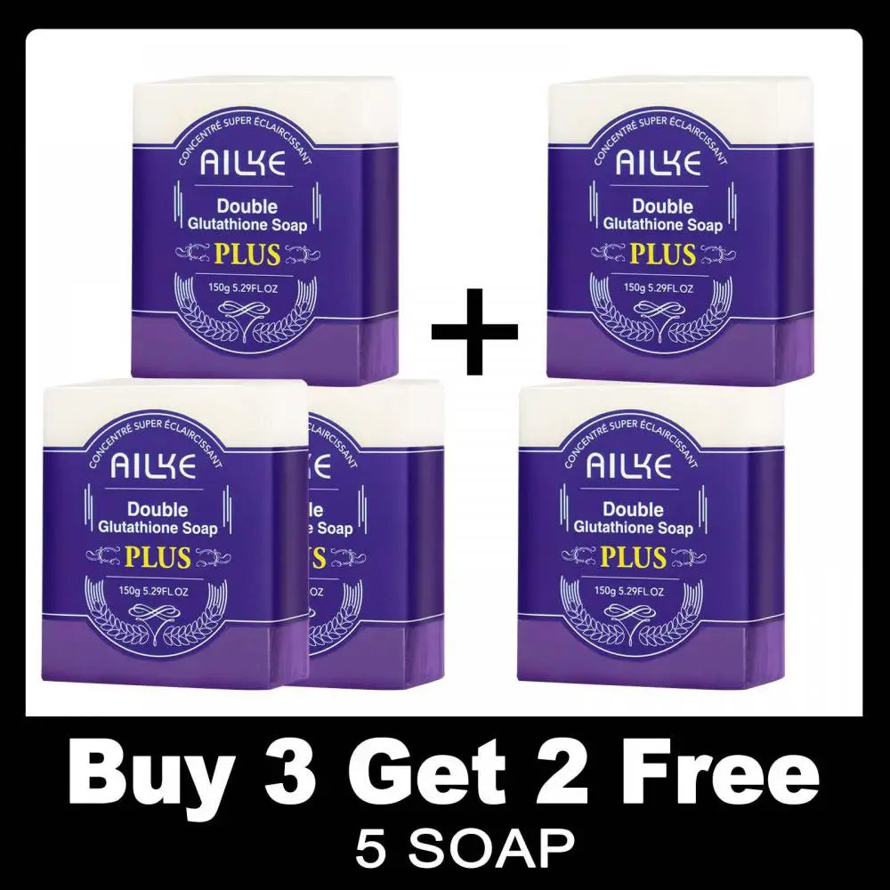 AILKE Double Glutathione Plus Whitening Soap Bar for Dark Spots Cleansing and Moisturizing with Natural Lavender Scent for Face and Body