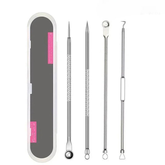 4Pcs Pimple Popper Tool Kit Blackhead Remover Acne Needle Tools Set Removing Care Whitehead Popping Acne Remover Skin Care Tools