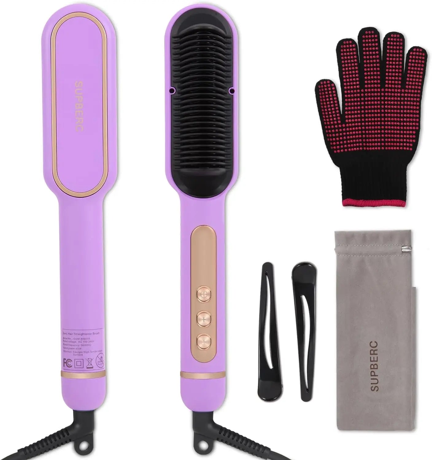 AP02 Negative Ionic Hair Straightener Brush Fast Heating Anti-Scald Auto Shut Off Hair Brush Straightener for Women