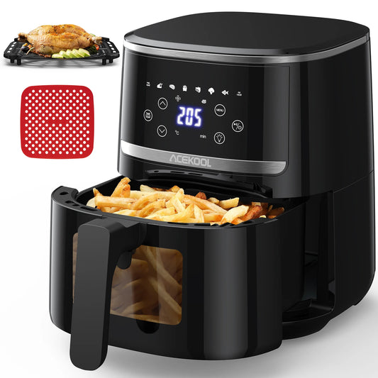 5 Quart Digital Display Air Fryer Toaster Oven Combo with 8 Cooking Presets and Dishwasher Safe Basket