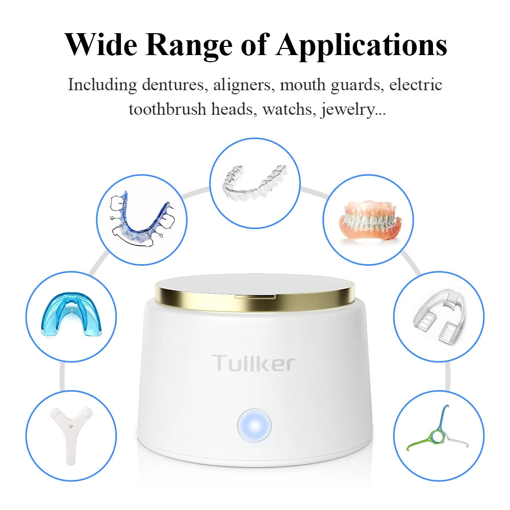 Tullker Household Ultrasonic Retainer Cleaner for Dentures Jewelry and Braces with UV Light 160ml