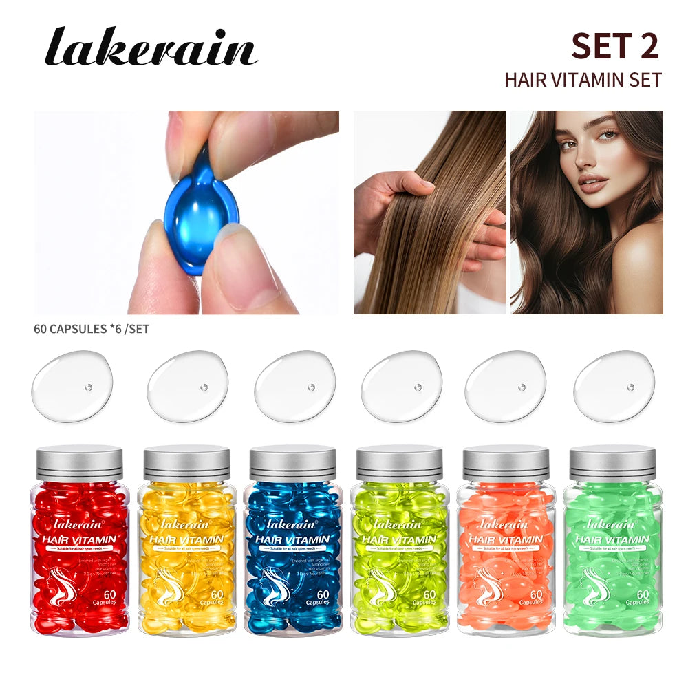 6pcs Moroccan Vitamin Oil Hair Care Essence Damaged Nutrition Repair Hair Splitting Improvement Treatment Products 60 Capsules