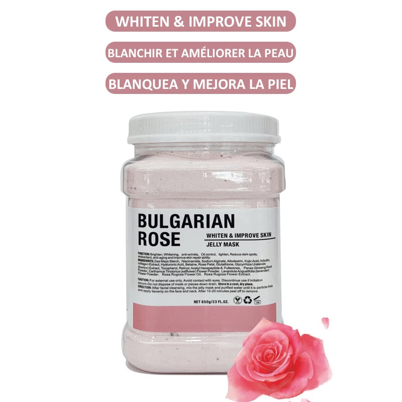 Spa Hydro Jelly Mask Powder with Hyaluronic Acid Rubber Petal Rose Peel Off Modeling Moisturizing Facial Mask for Dry Skin Care 650g
