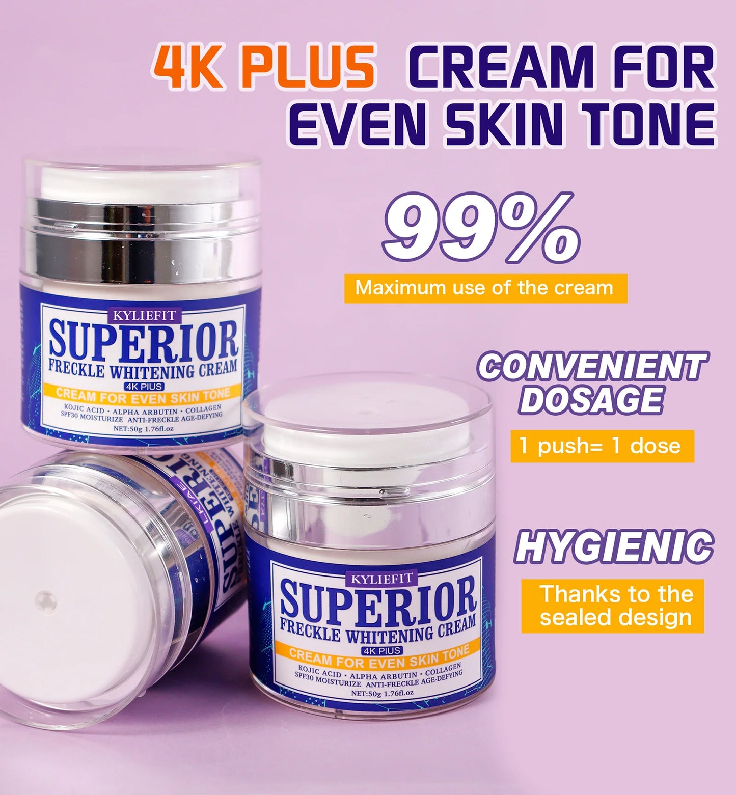 KYLIEFIT Superior Whitening Facial Cream for Freckles and Dark Spot Reduction Melanin Face Cream for All Skin Types