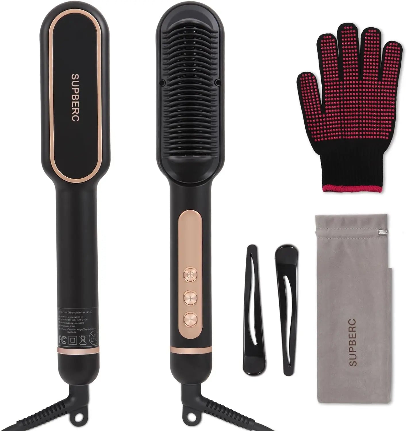 AP02 Negative Ionic Hair Straightener Brush Fast Heating Anti-Scald Auto Shut Off Hair Brush Straightener for Women