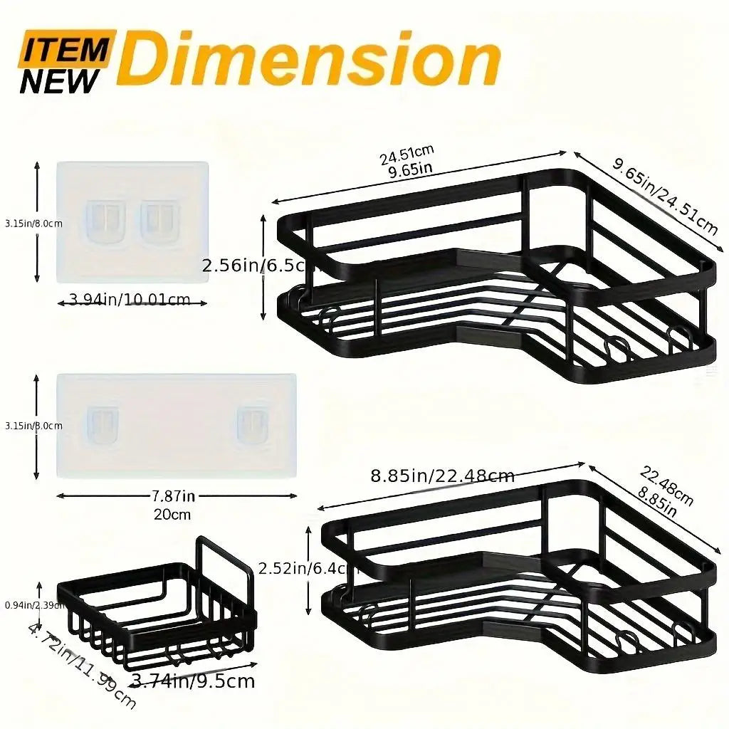 Adhesive Shower Caddy No Drilling Rustproof Stainless Steel