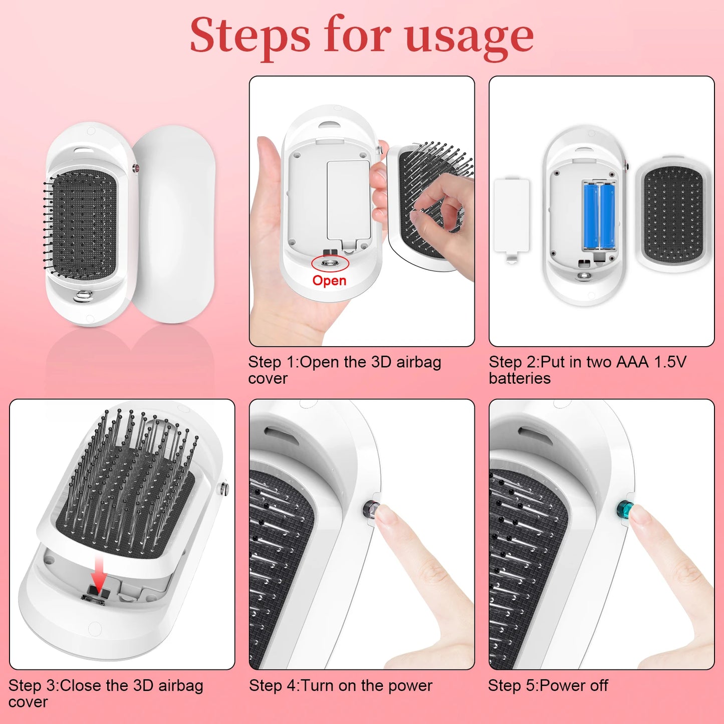 New Version Ionic Hairbrush Portable Negative Ions Unique Massage Anti Static Hair Brush