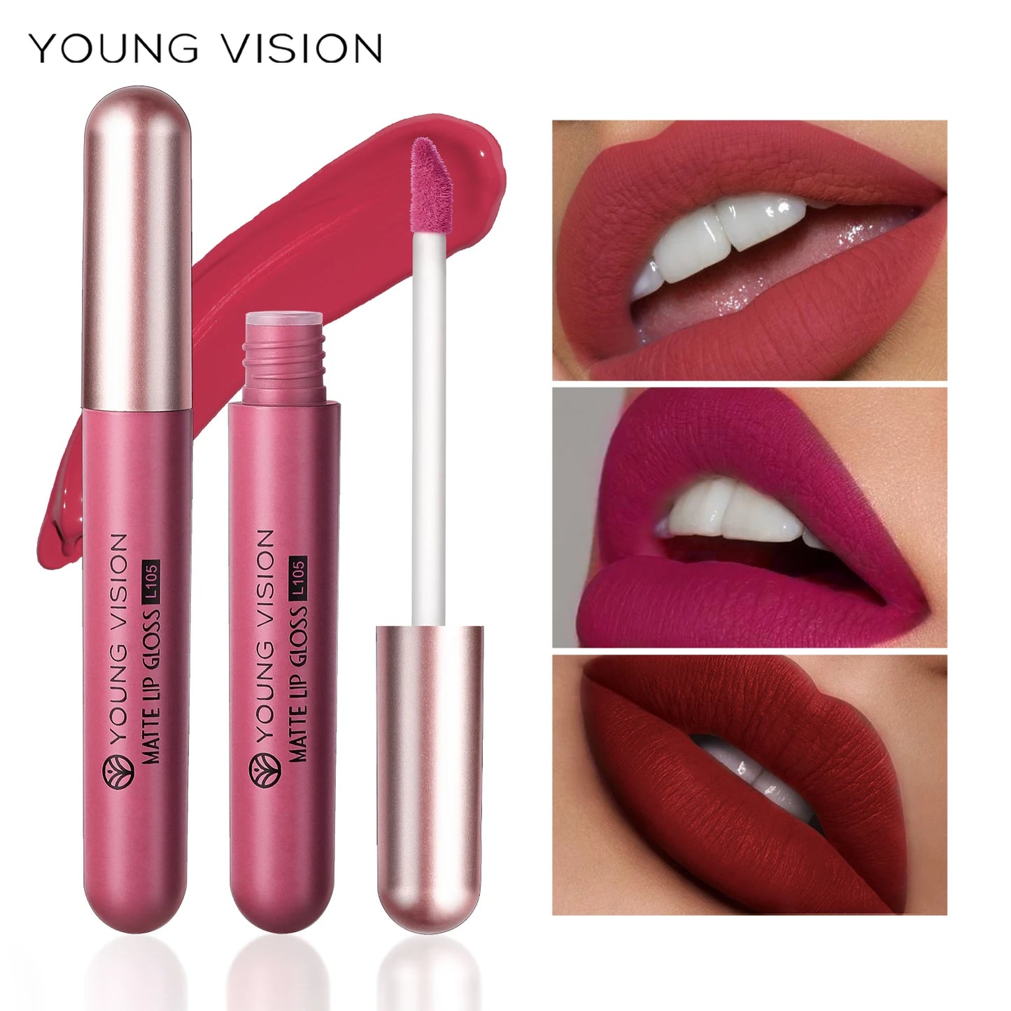 Young Vision 6 Matte Velvet Liquid Lipstick Set Waterproof Nude Color Easy to Apply Lip Gloss Set
