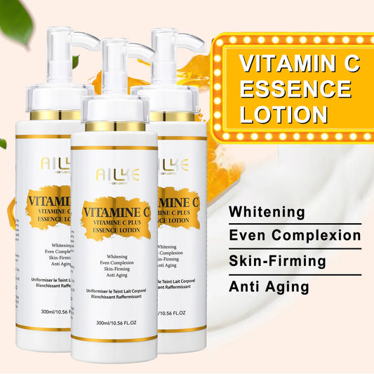 AILKE Vitamin C Skin Care Set Brightening Body Lotion Even Skin Tone Face Cream Whitening Serum Brightening Soap