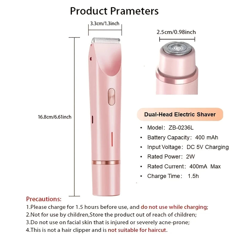 Hair Remover Women's Double Head Shaver Electric Trimmer Private Hair Remover Christmas Gift Valentine's Day
