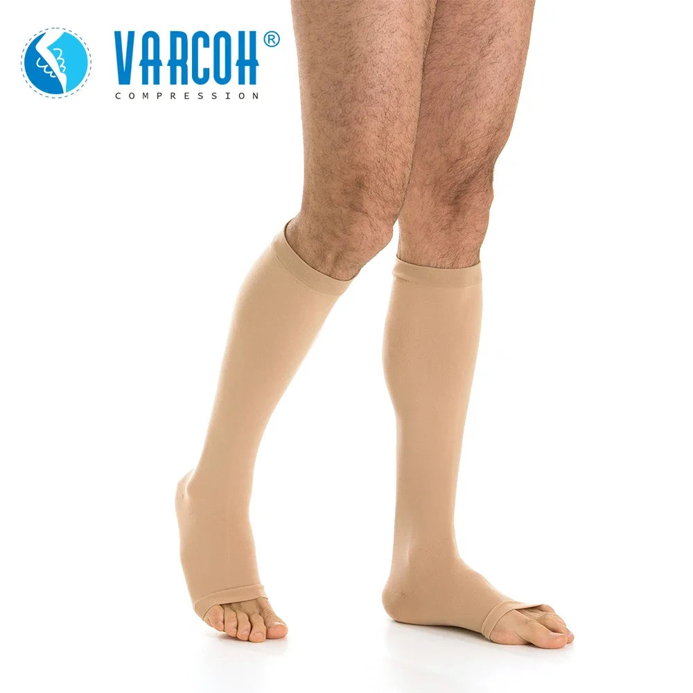 Men's Medical Knee High Open Toe Compression Stockings 20-30 mmHg Support Socks for Varicose Veins Edema and Travel