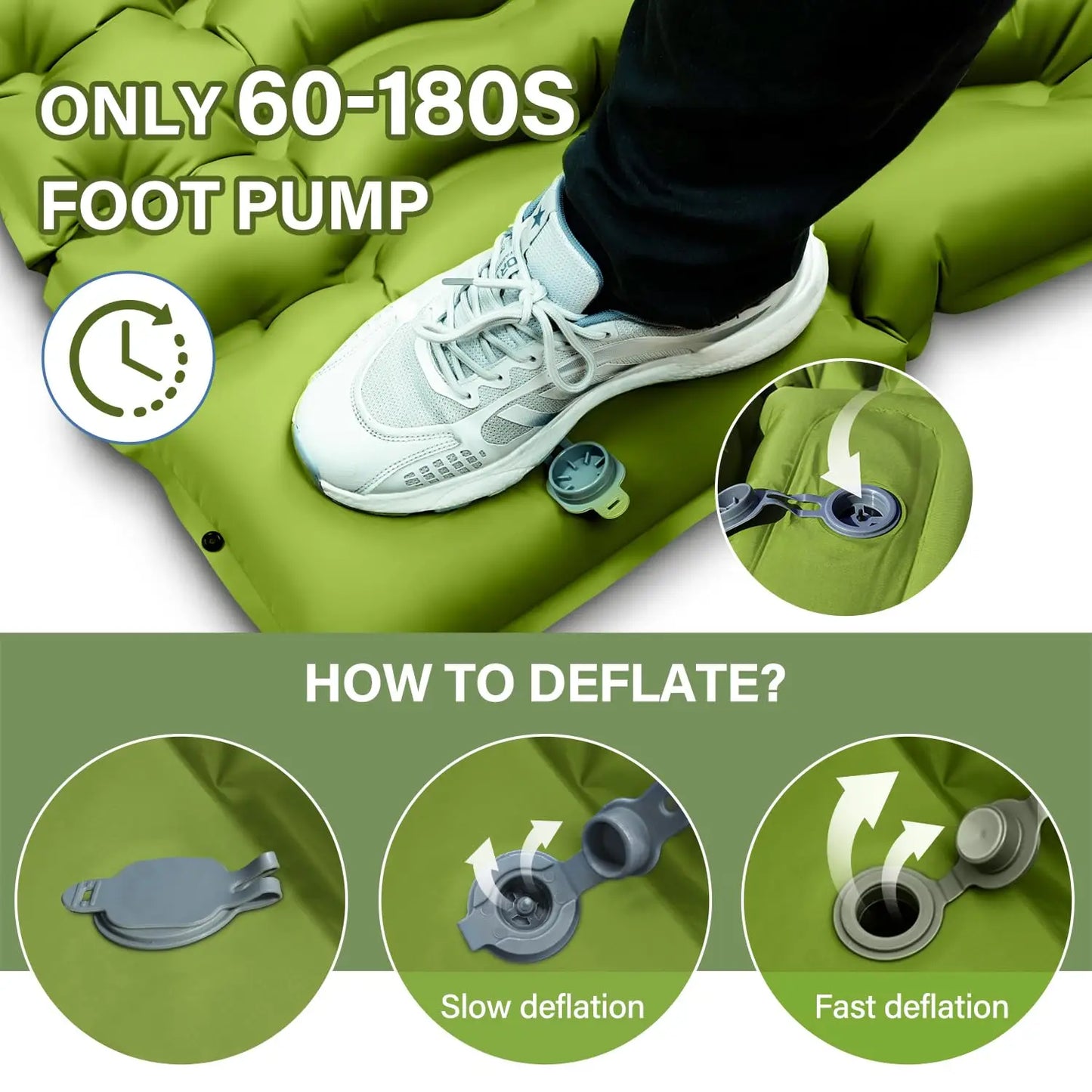 WESTTUNE Double Sleeping Pad 4 Inch Thick Built In Pump