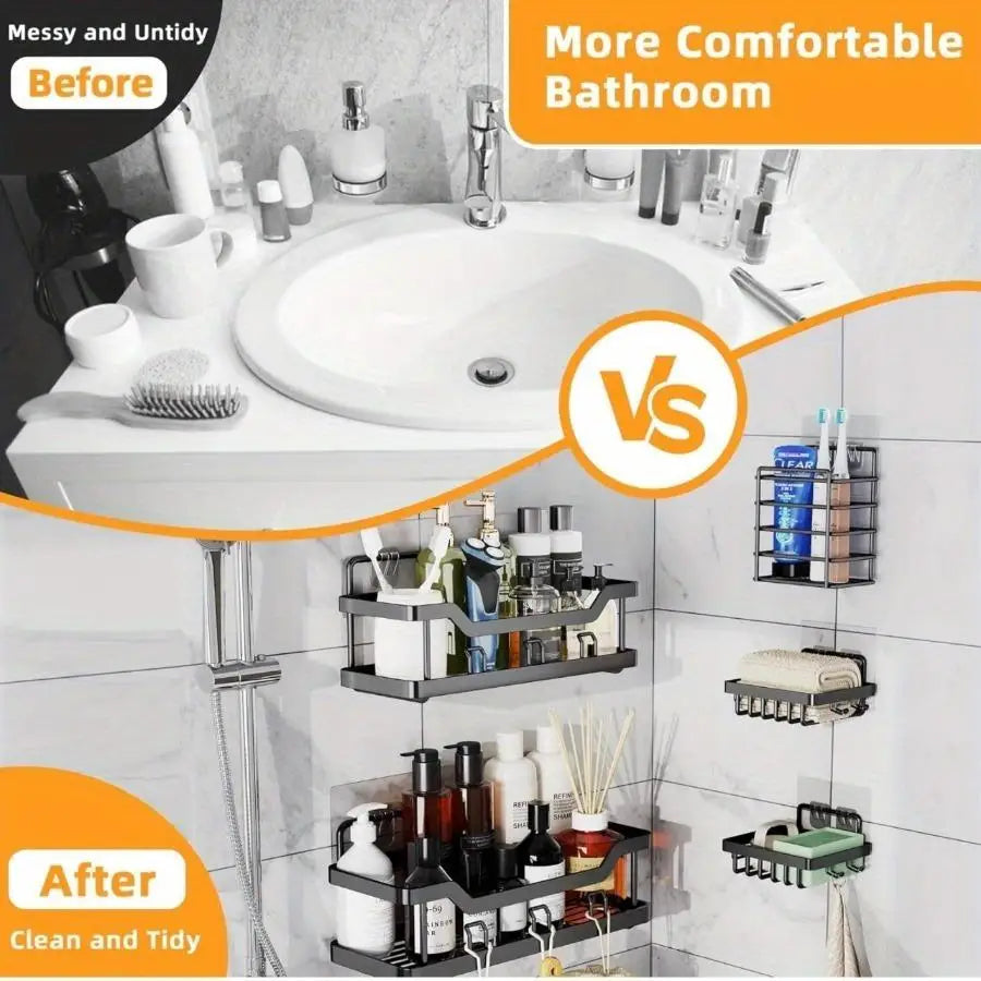 Adhesive Shower Caddy No Drilling Rustproof Stainless Steel