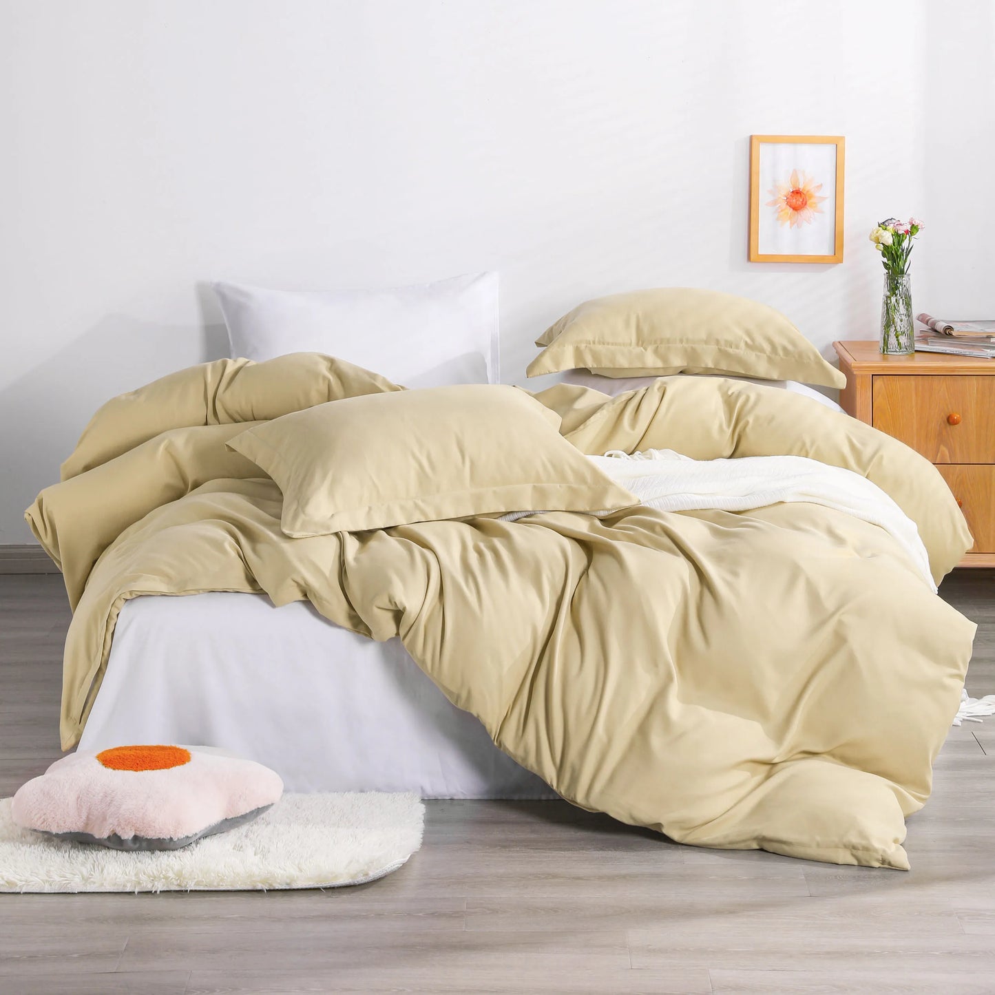 Ntbay 3 Piece Microfiber Duvet Cover Set with Corner Ties