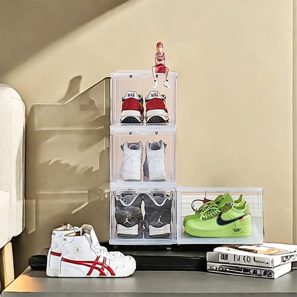 Shoe Storage Box 4 Pack Shoes Organizer Auto Opening White Shoe Shelf Home Furniture Cabinets for Living Room Shoe Rack Cabinet