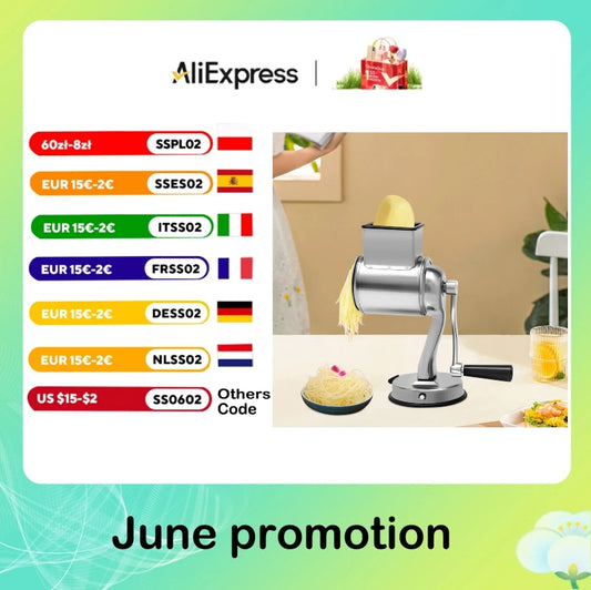 Rotary Cheese Grater Food Mills Grinder Vegetable Chopper Drum Blade Grinding Tool Set Kitchen Accessories