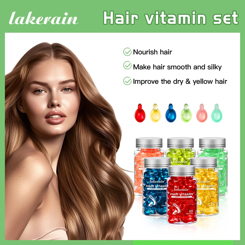 6pcs Moroccan Vitamin Oil Hair Care Essence Damaged Nutrition Repair Hair Splitting Improvement Treatment Products 60 Capsules
