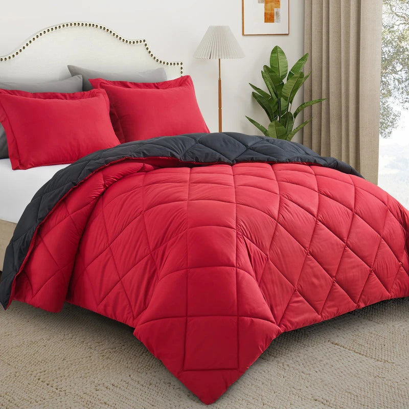 Reversible Comforter Bedding Set Queen King All Seasons