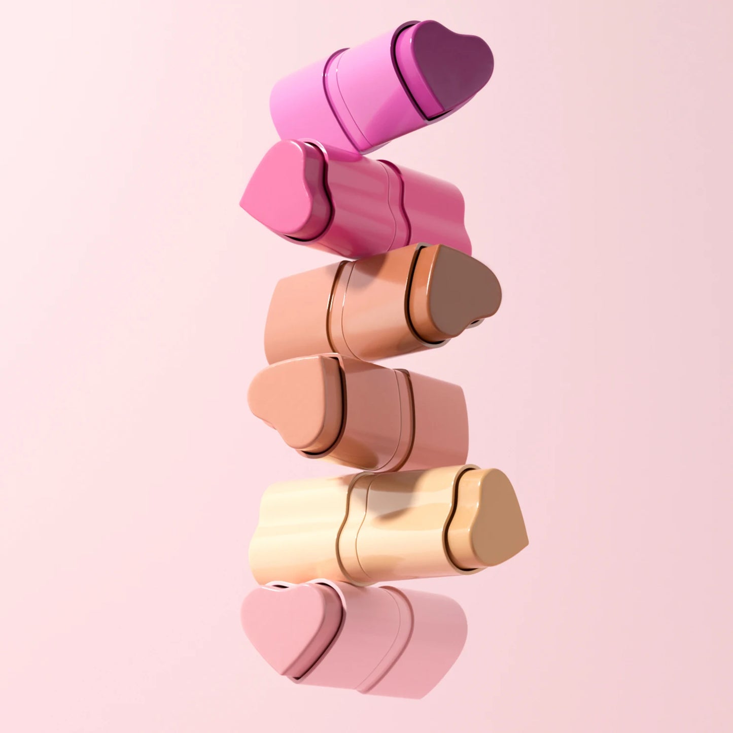 6 Color Heart Shaped Blush Stick Smooth Texture Long Lasting Blendable Natural Finish