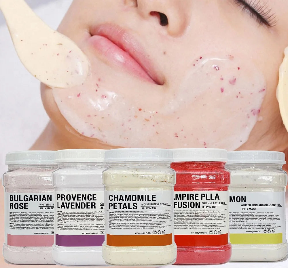 Spa Hydro Jelly Mask Powder with Hyaluronic Acid Rubber Petal Rose Peel Off Modeling Moisturizing Facial Mask for Dry Skin Care 650g