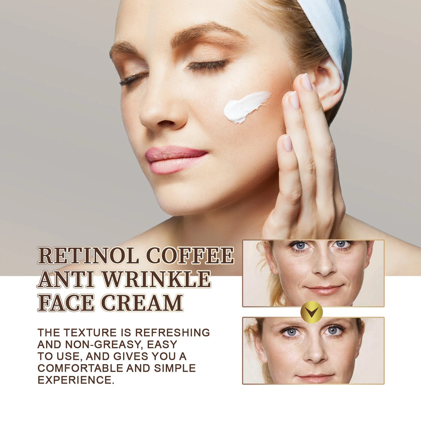 Retinol Caffeine Cream for Fine Lines Firming and Lifting Moisturizer for Brightening Facial Skin Care 50g