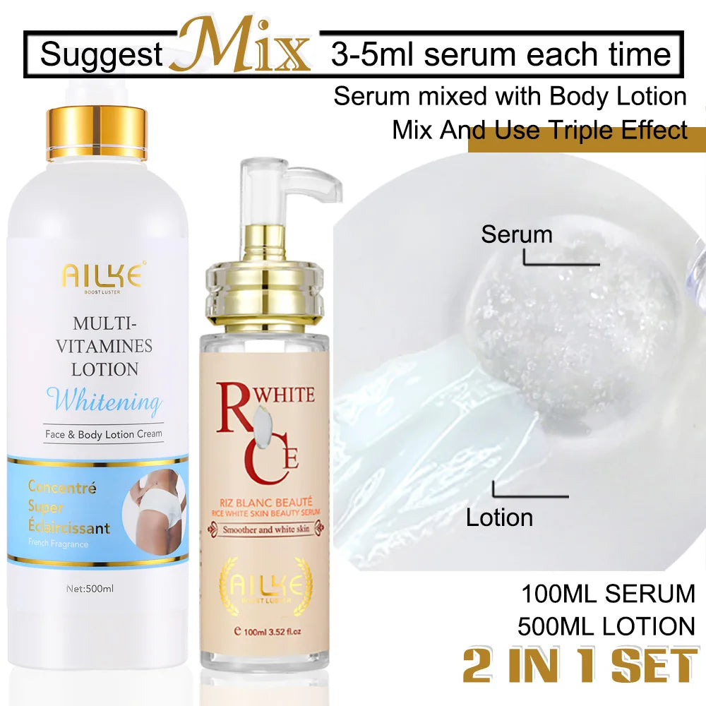 AILKE Multi Vitamin Whitening Body Lotion With Vitamins A E B3 B5 For Radiant Even Skin Tone Moisturizer Cream