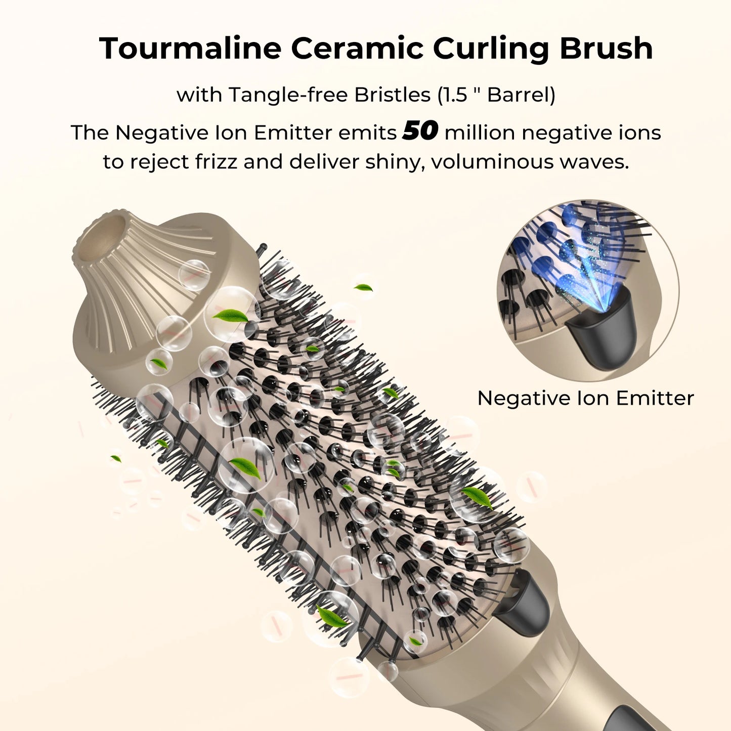 Thermal Brush One Step Hot Air Brush Volumizer Hair Curler Straightener Hair Styling Brush Professional Curling Iron Heated Gold