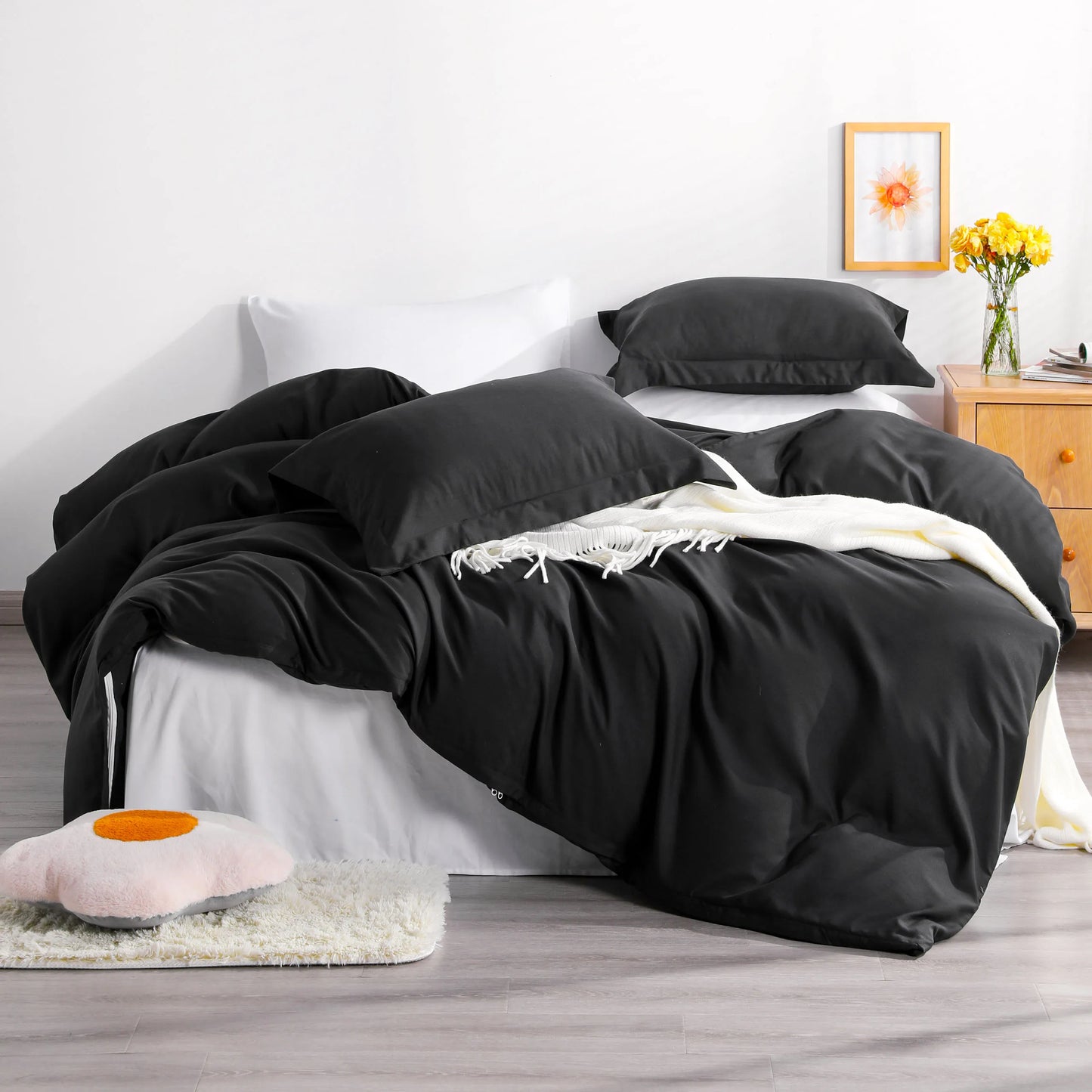 Ntbay 3 Piece Microfiber Duvet Cover Set with Corner Ties