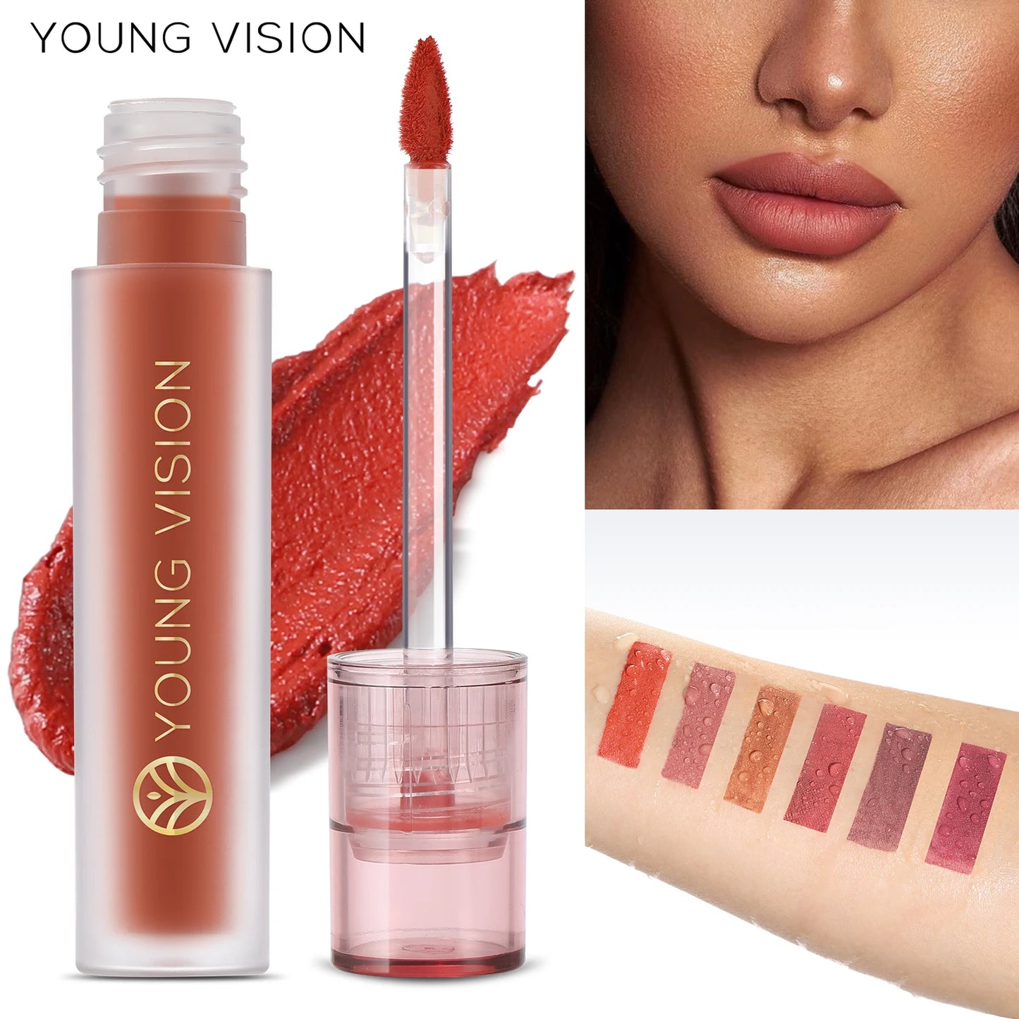 Young Vision 6 Color Matte Velvet Lip Paste Non Sticky Long Lasting Liquid Lipstick