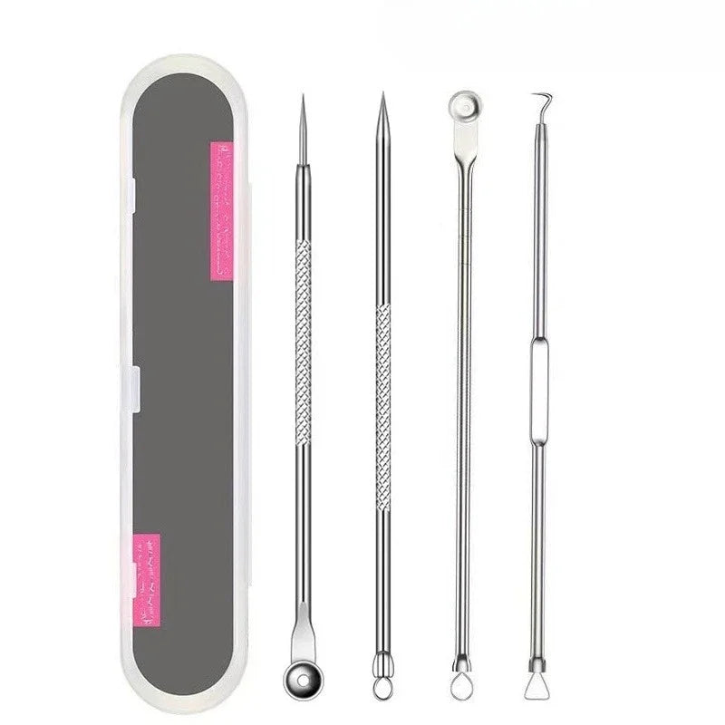 4Pcs Pimple Popper Tool Kit Blackhead Remover Acne Needle Tools Set Removing Care Whitehead Popping Acne Remover Skin Care Tools