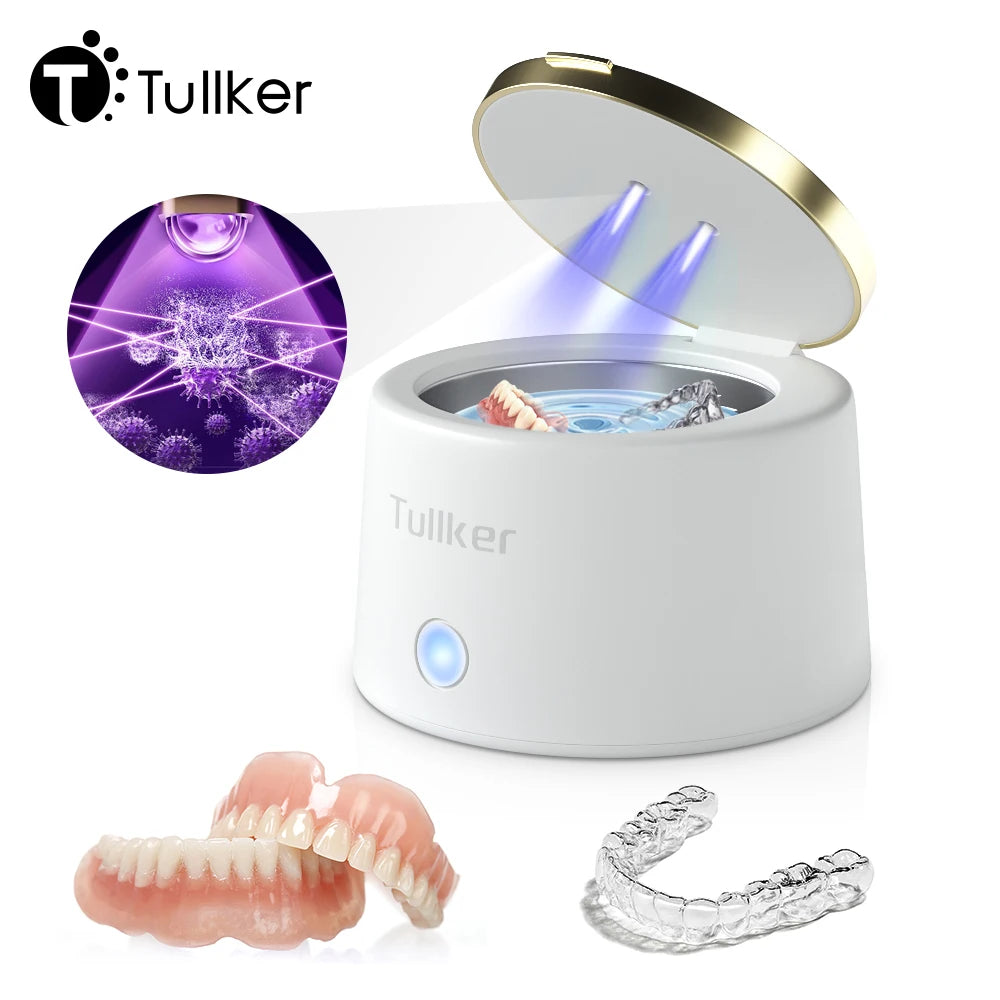 Tullker Household Ultrasonic Retainer Cleaner for Dentures Jewelry and Braces with UV Light 160ml