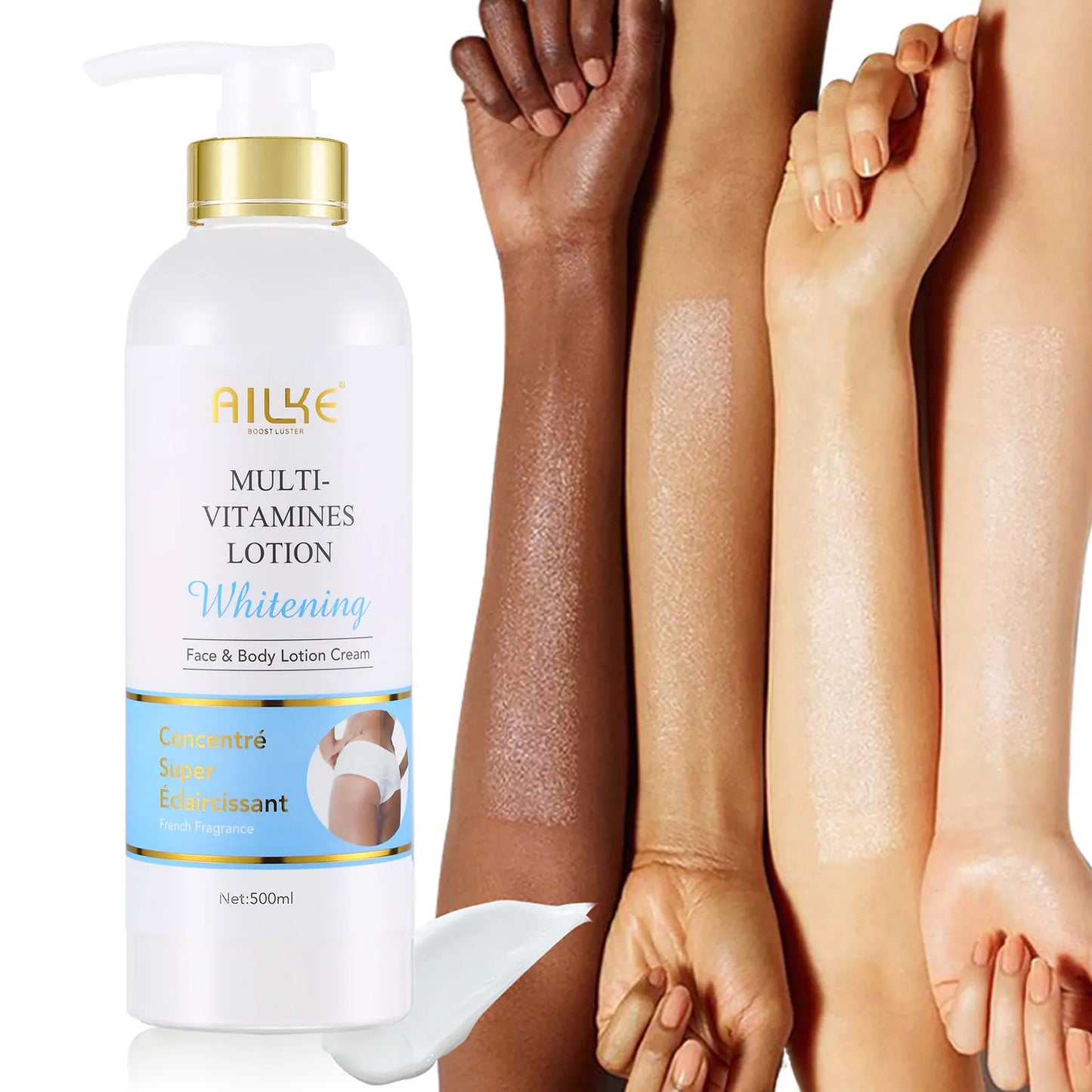 AILKE Multi Vitamin Whitening Body Lotion With Vitamins A E B3 B5 For Radiant Even Skin Tone Moisturizer Cream