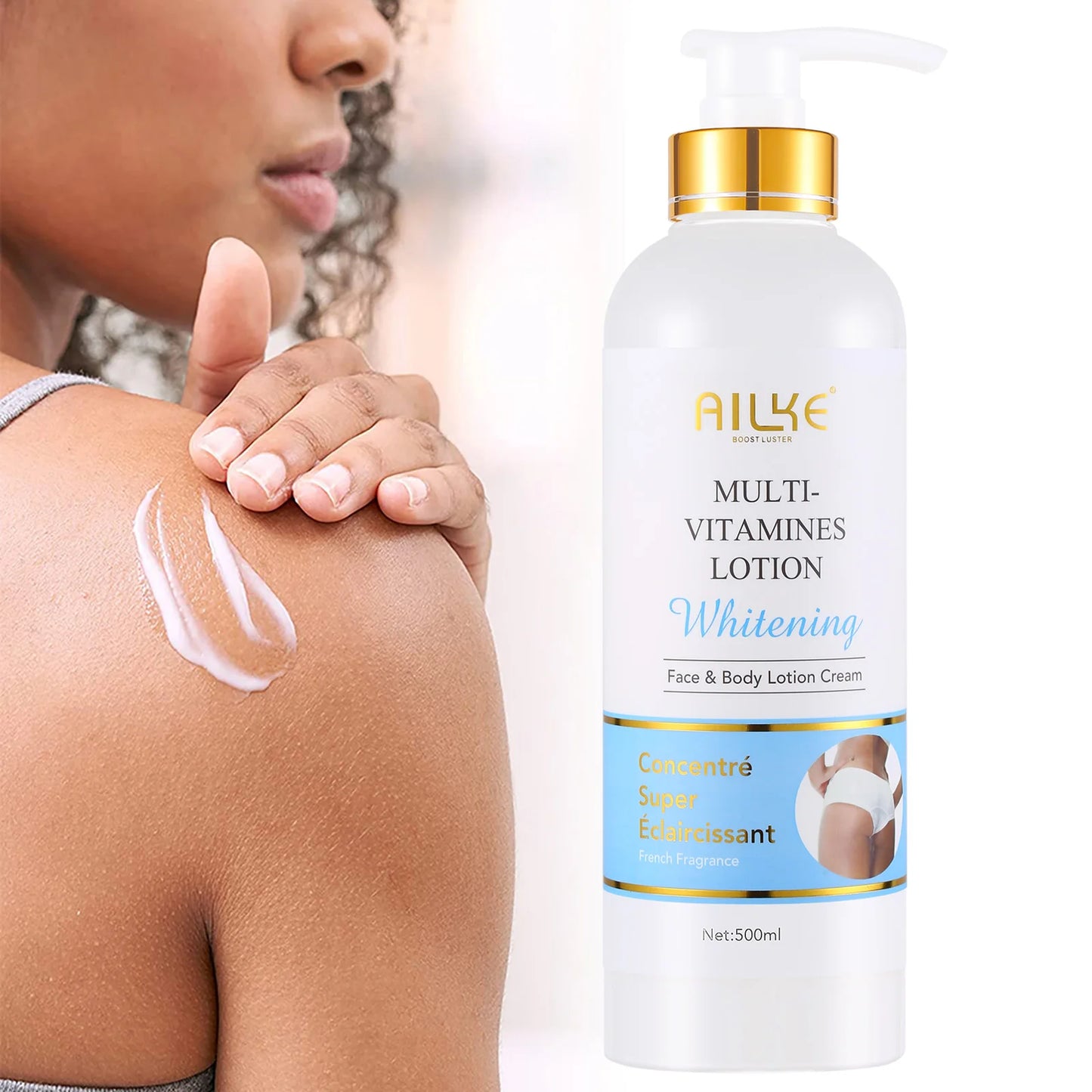 AILKE Multi Vitamin Whitening Body Lotion With Vitamins A E B3 B5 For Radiant Even Skin Tone Moisturizer Cream