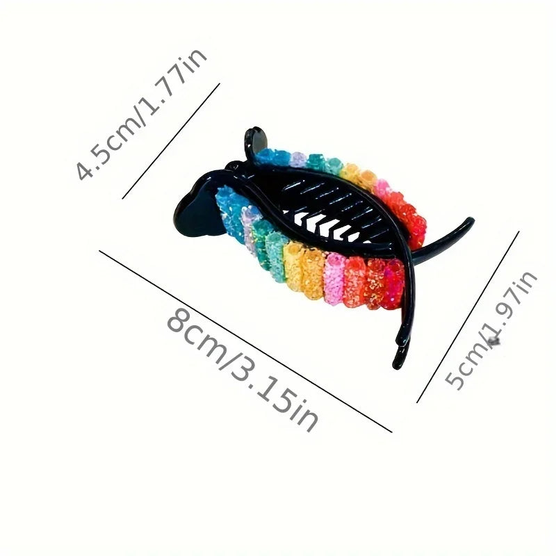 Rainbow Rhinestone Hair Clip for Girls Cute Candy Color Hair Accessory