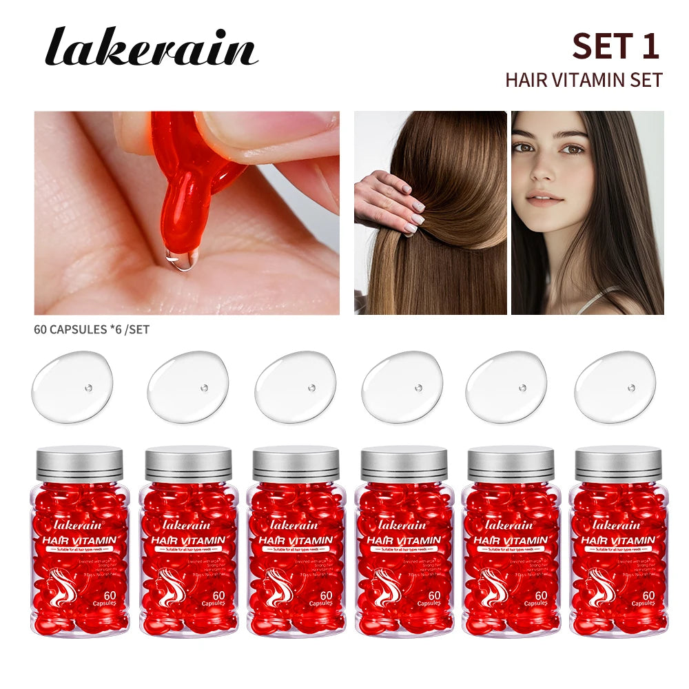 6pcs Moroccan Vitamin Oil Hair Care Essence Damaged Nutrition Repair Hair Splitting Improvement Treatment Products 60 Capsules