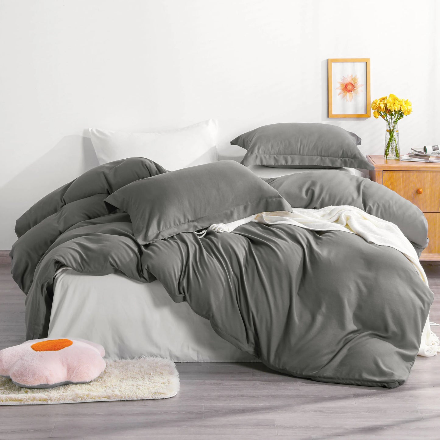 Ntbay 3 Piece Microfiber Duvet Cover Set with Corner Ties