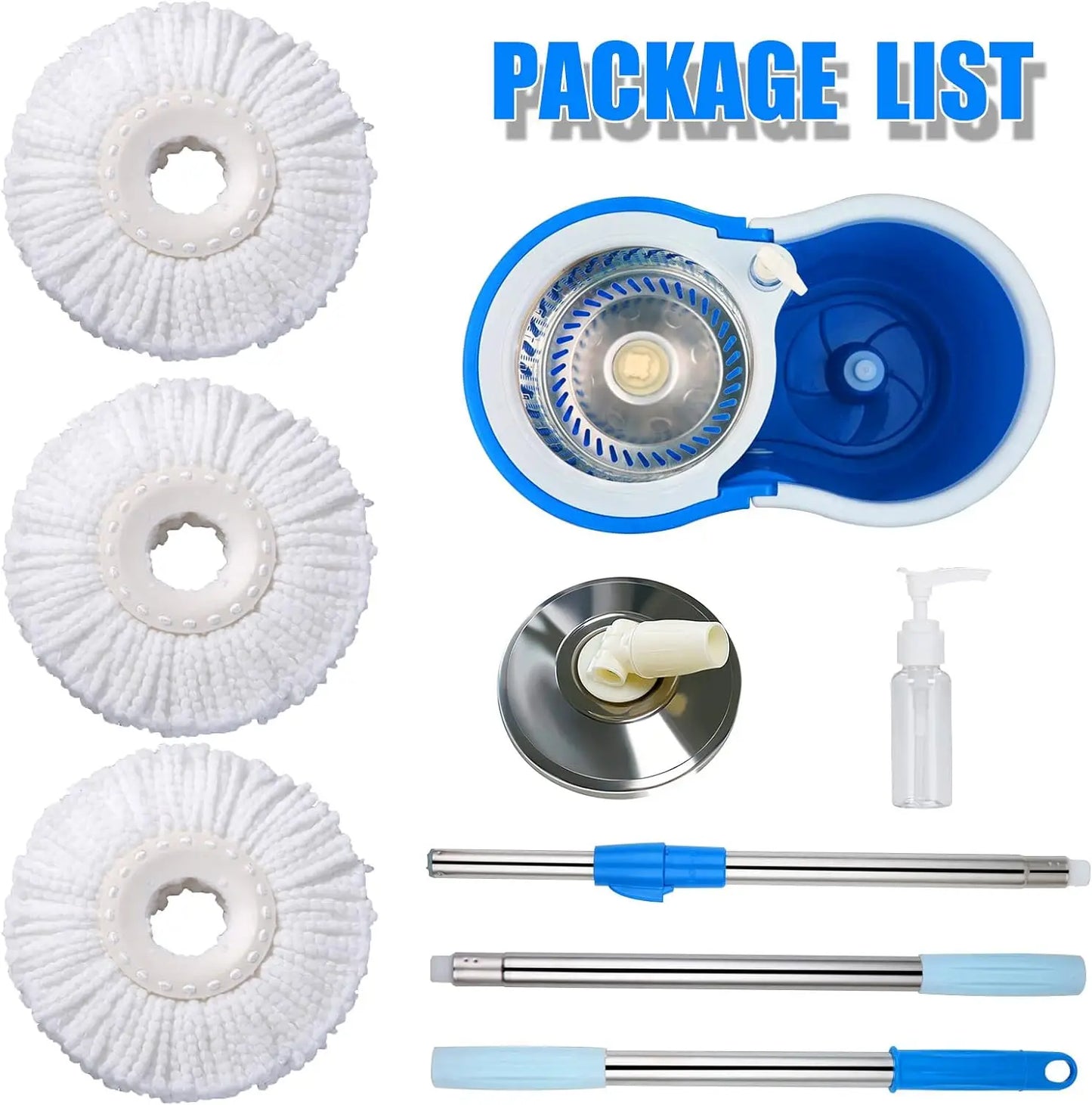 Spin Mop Bucket System with Wringer Set 360 Degree Rotating Extensible Handle Eco Friendly Floor Cleaning Tools