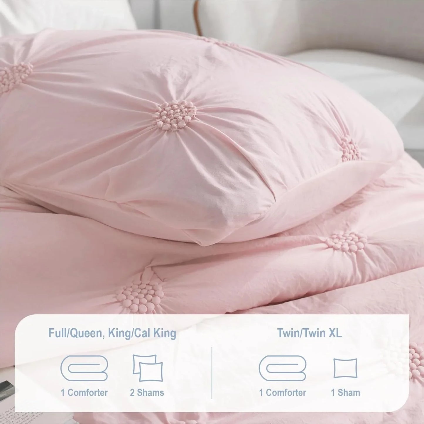 Baby Pink Rose Blush Comforter Set Full Queen 3 Piece