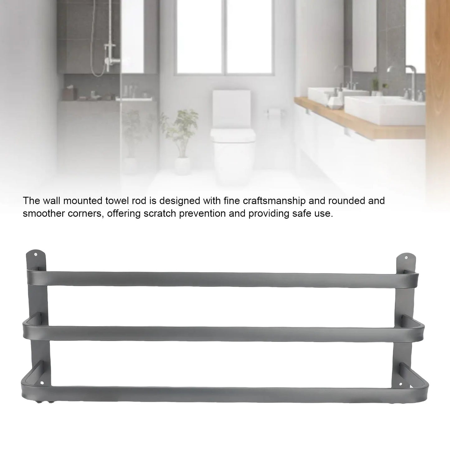 3 Tier Towel Rod 60CM Wall Mounted Towel Holder Space Saving Easy Installation for Bathroom