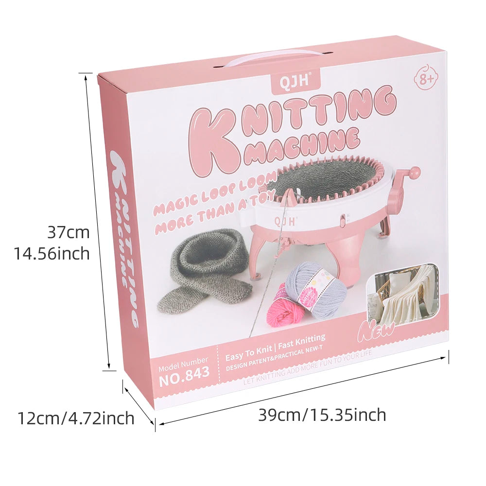 QJH 48 Needle Knitting Machine Kit Portable Easy to Use DIY Loom for Scarves Hats Gloves