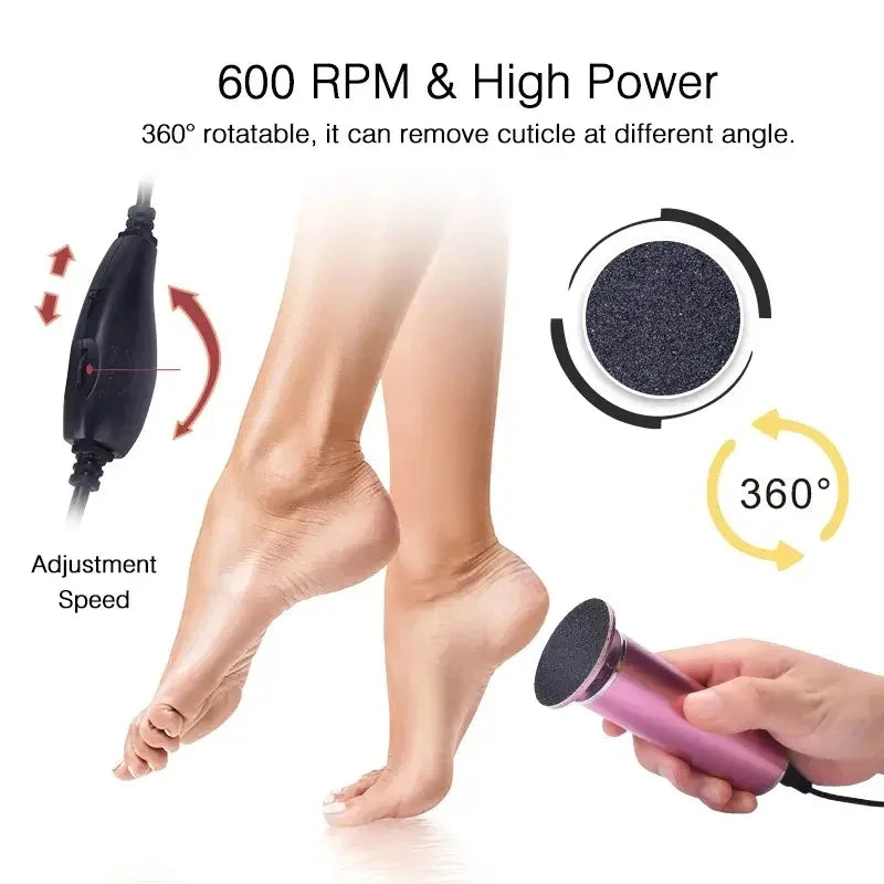 Electronic Foot File Pedicure Sander Electric Callus Remover with 60 Replacement Sandpaper Discs