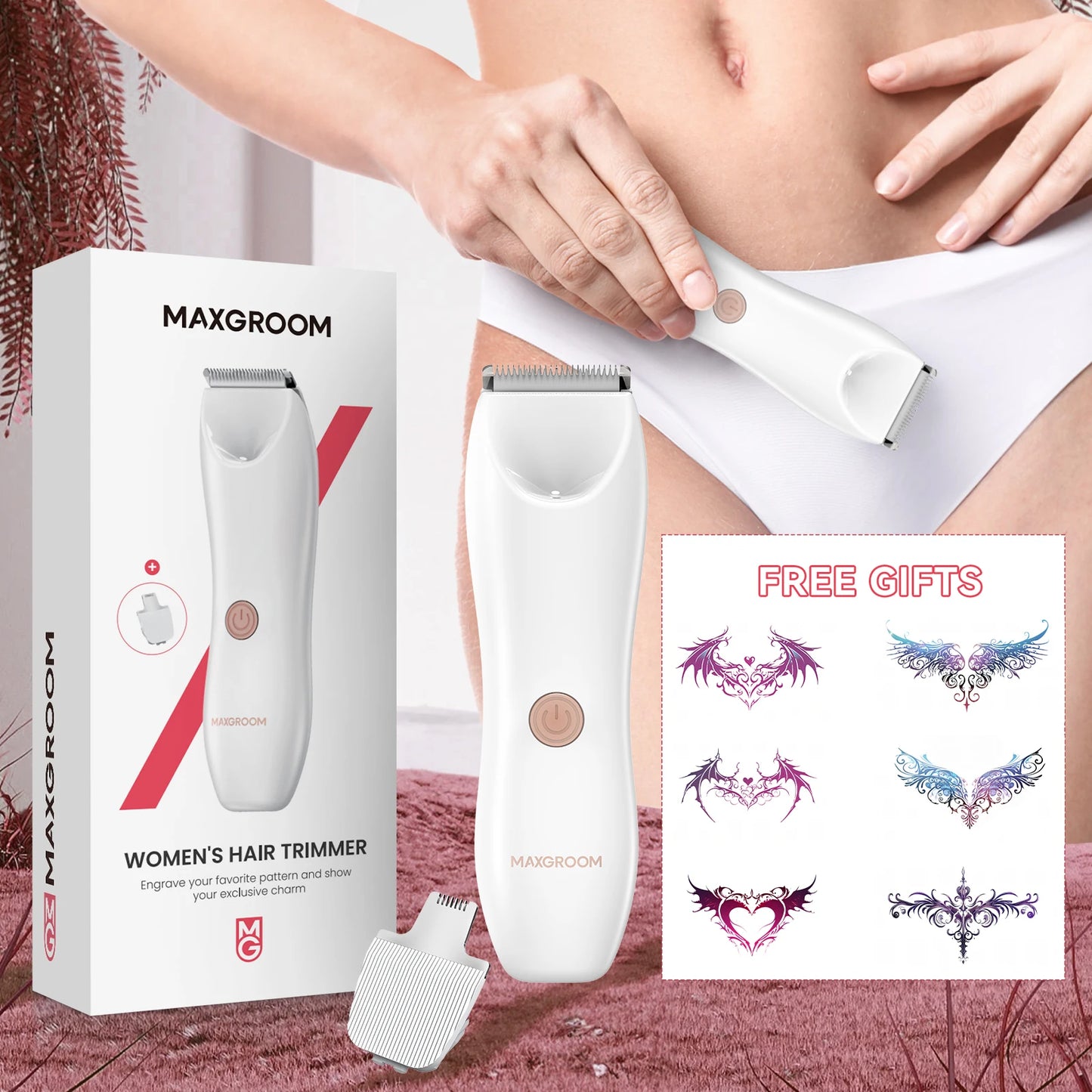 MAXGROOM Waterproof Bikini Trimmer For Women Rechargeable