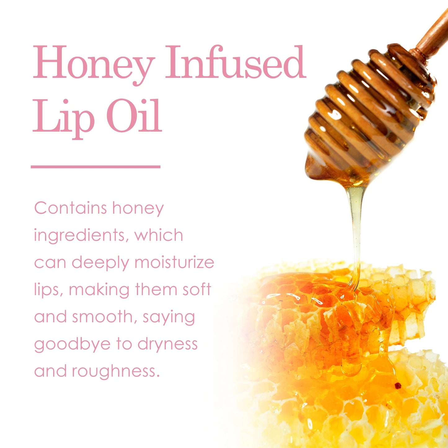 Honey Moisturizing Lip Oil for Soft and Nourished Lips with Hyaluronic Acid and Honey Extract