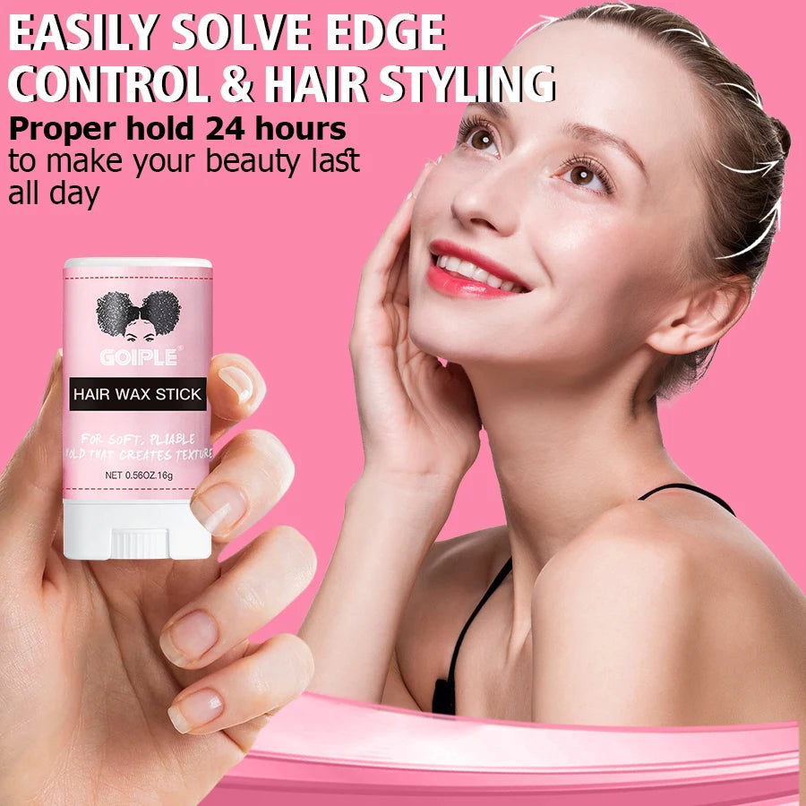 Wax Stick Slick Back Hair Edge Control Non Greasy Hair Finishing Stick Pomade for Flyaways with Smoothing Bristle Brush